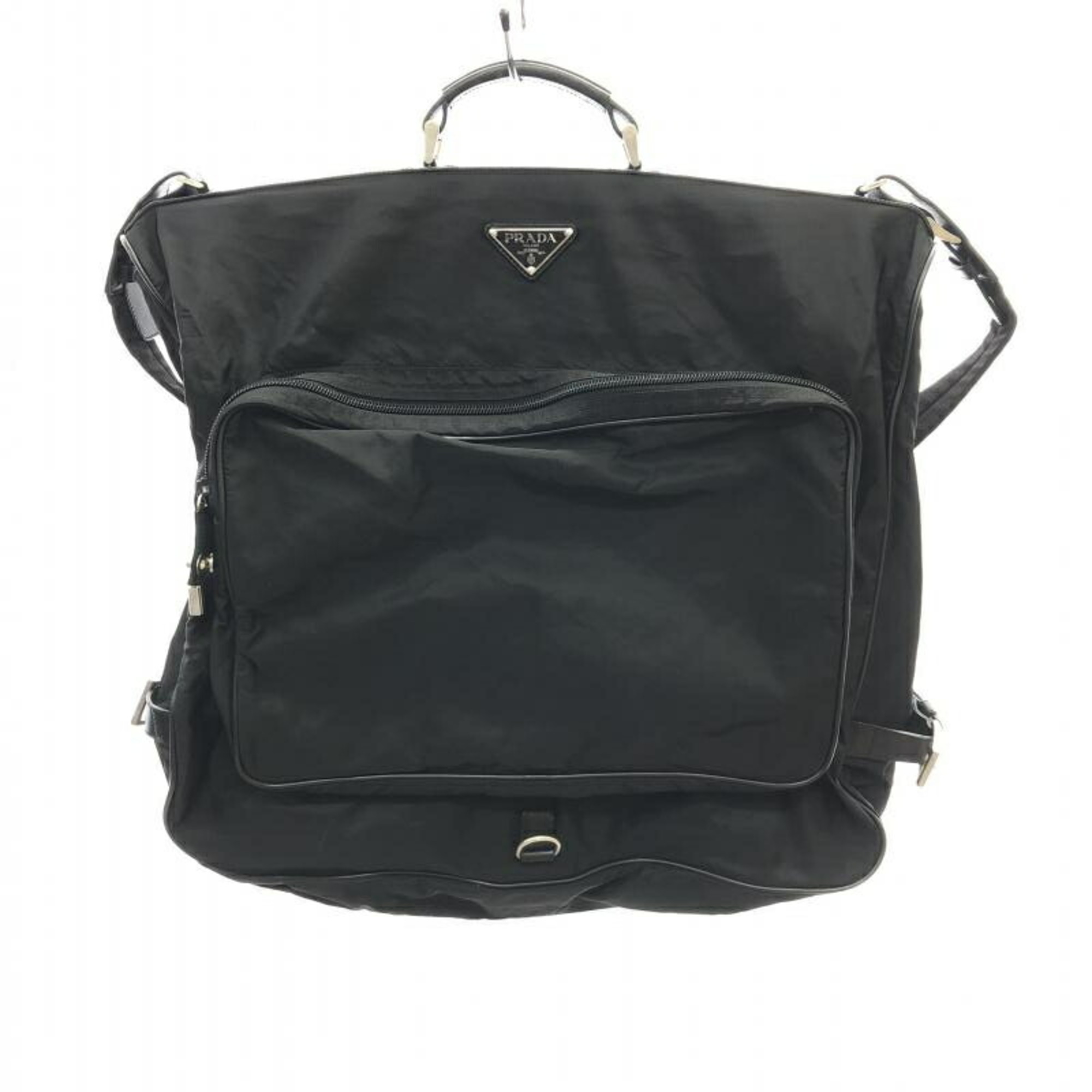 Prada Garment Bag Travel Nylon Black Shoulder
